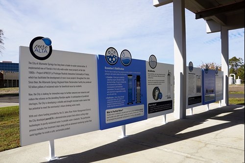 Caption: pureALTA facility information walk-through display